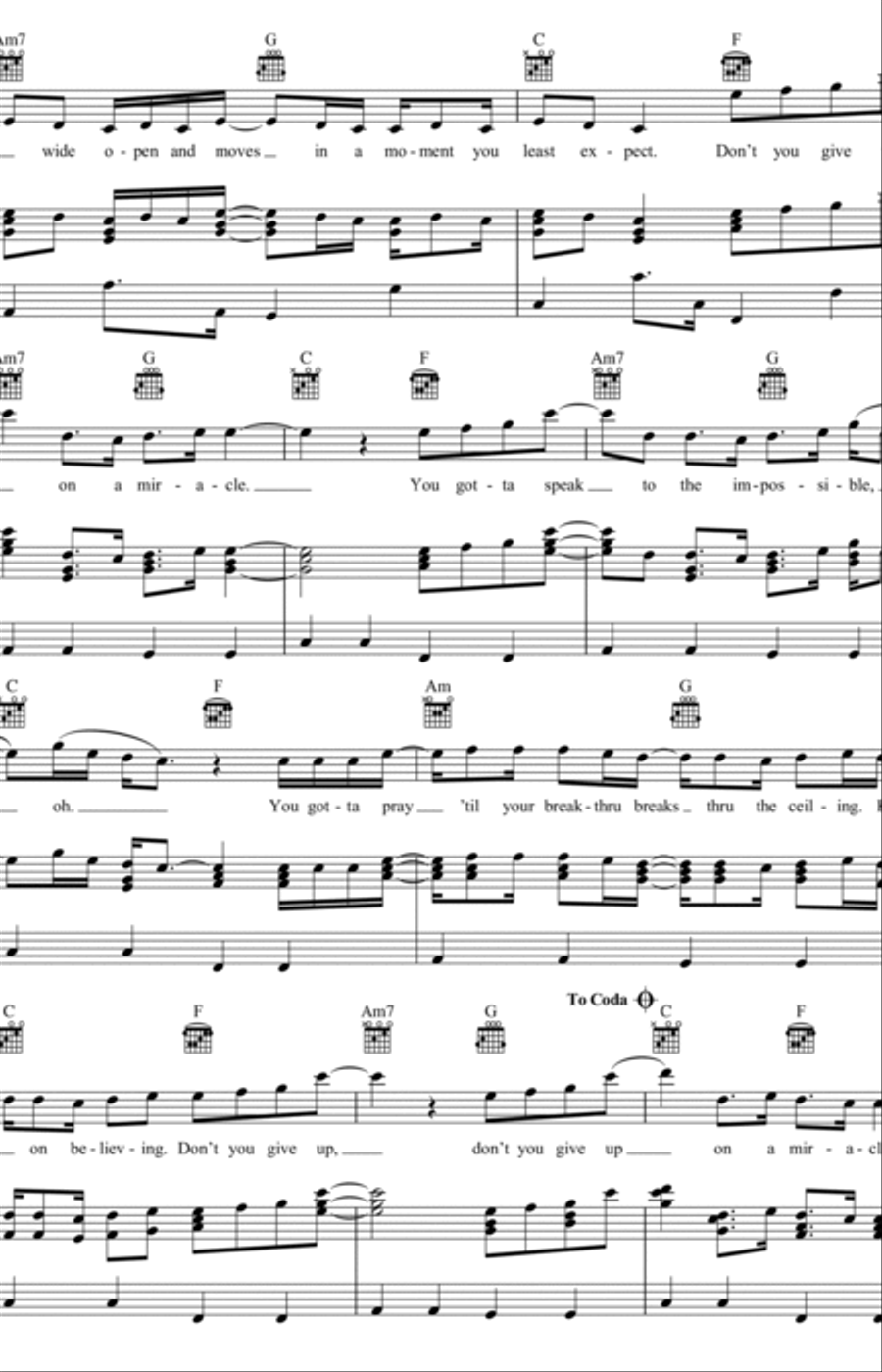 Miracle Miracle Piano, Vocal, Guitar scores gallery preview page 2