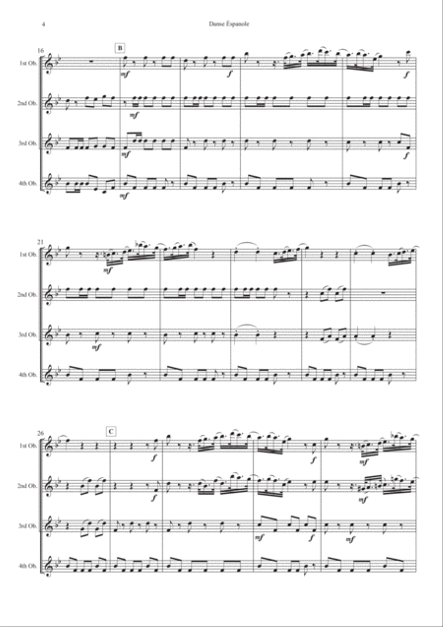Spanish Dance from Swan Lake for Oboe Quartet Woodwind Quartet scores gallery preview page 4