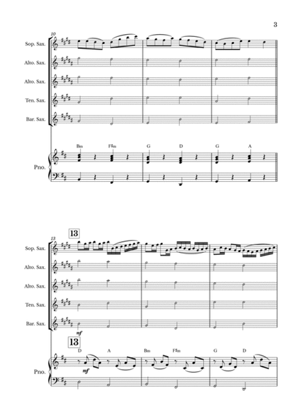 Canon in D for Saxophone Quintet and Piano with chords image number null