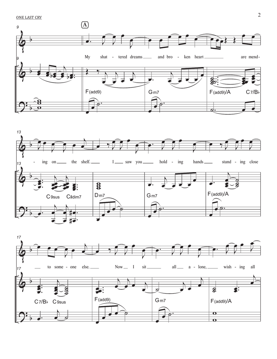 One Last Cry Piano, Vocal scores gallery preview page 2
