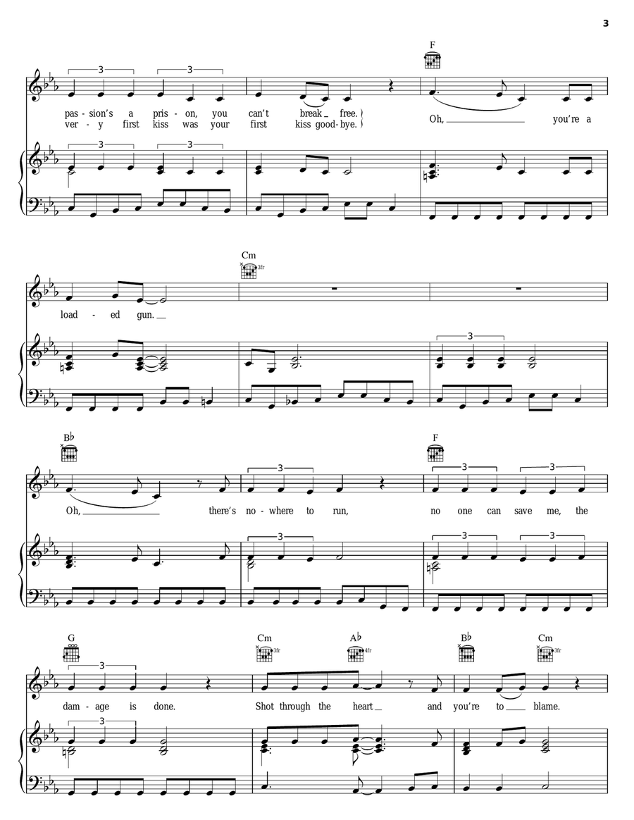 You Give Love A Bad Name Piano, Vocal, Guitar scores gallery preview page 3
