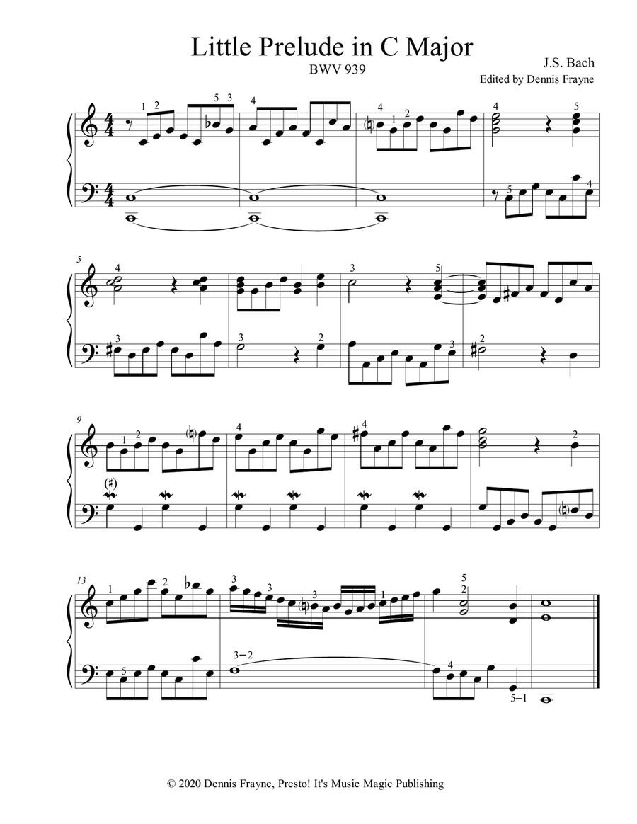 Little Prelude in C Major (BWV 939) Piano Method scores gallery preview page 1