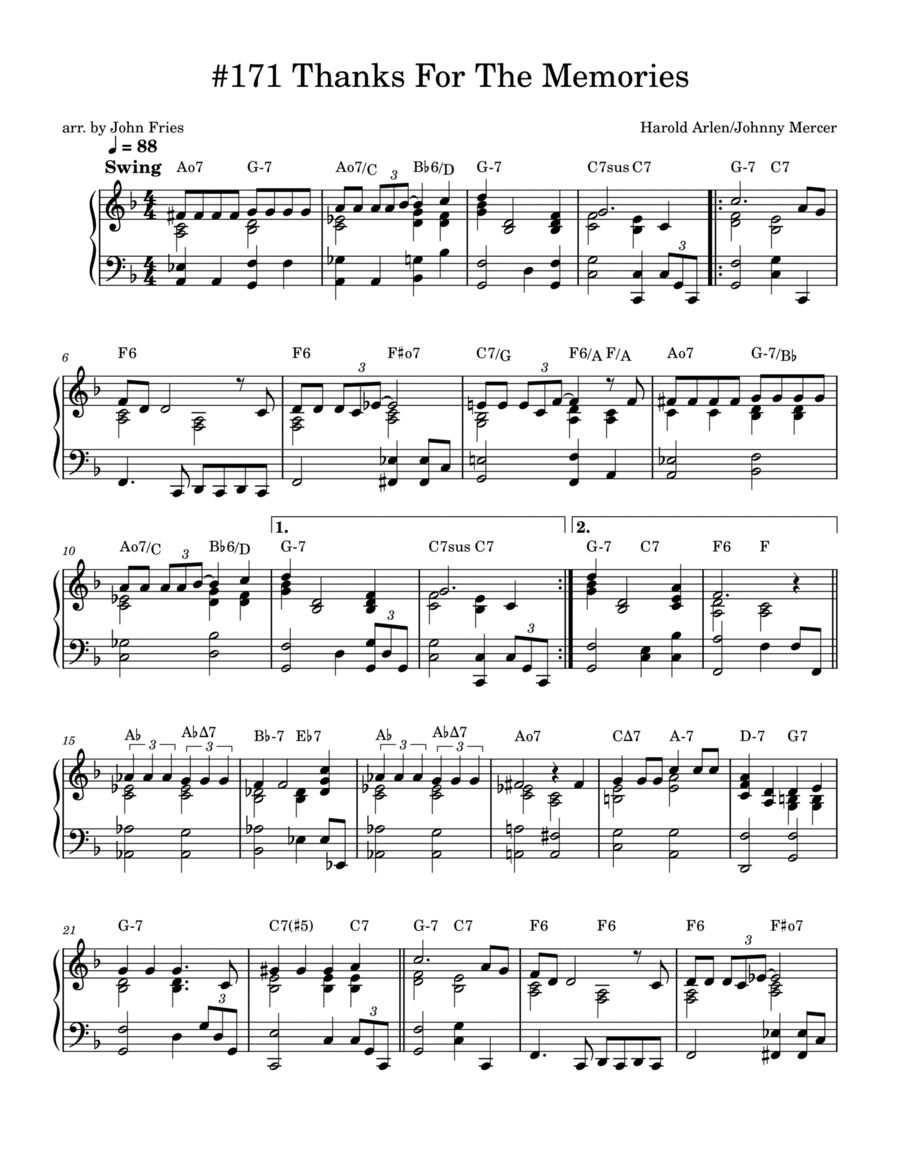 Thanks For The Memory Piano Solo scores gallery preview page 1