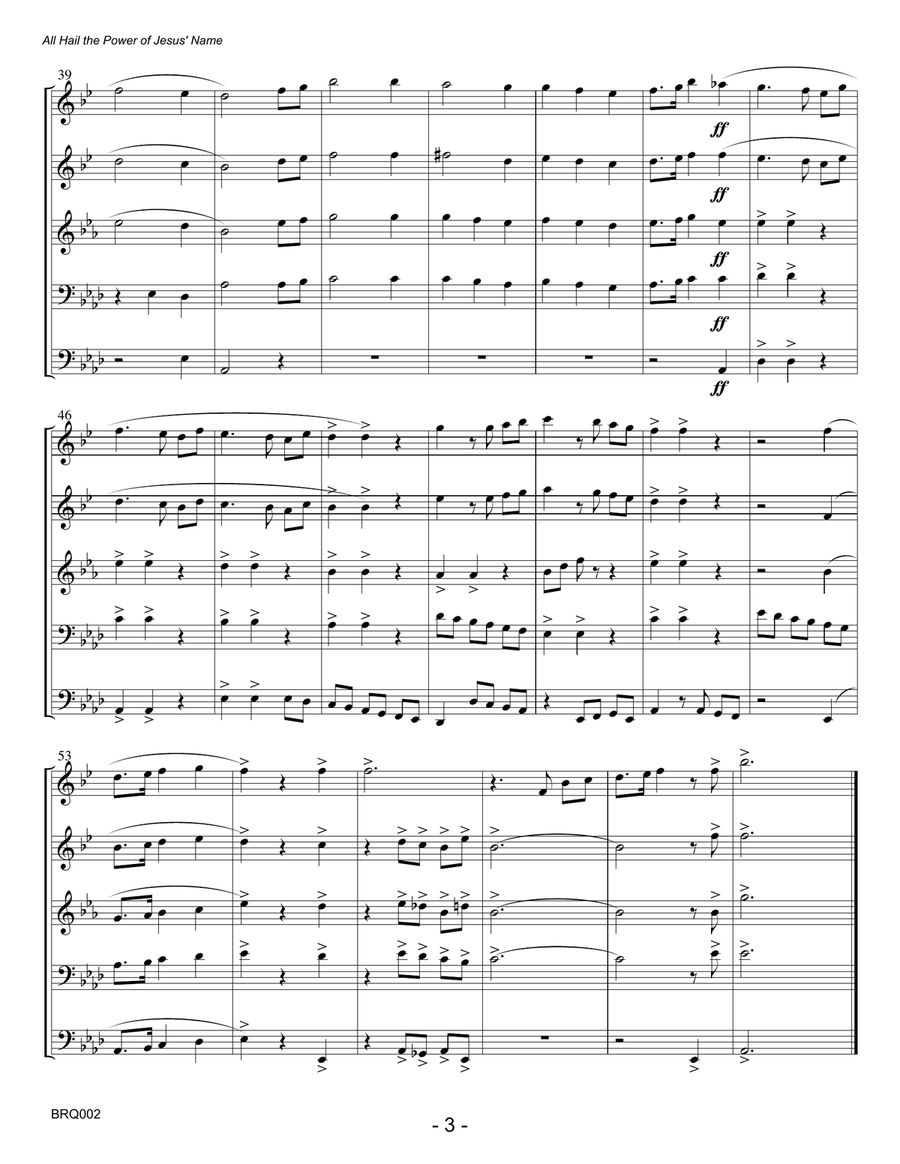 ALL HAIL THE POWER OF JESUS' NAME (Diadem) - BRASS QUINTET w/optional Organ Small Ensemble scores gallery preview page 3