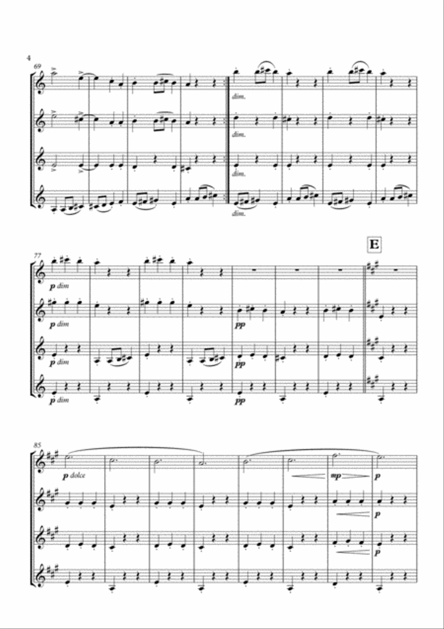 Slavonic Dance No. 8 in G Minor arranged for Clarinet Quartet Clarinet Quartet scores gallery preview page 6