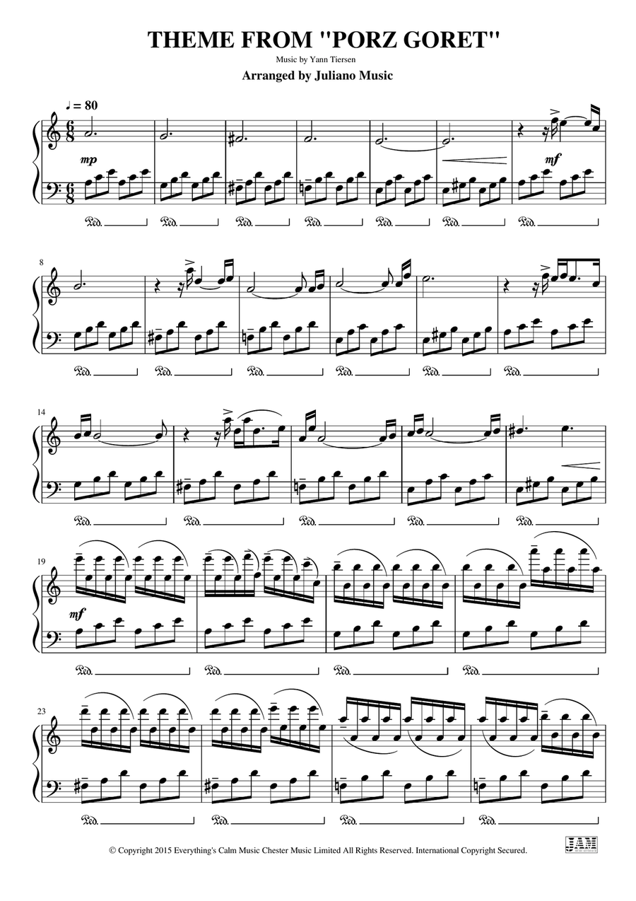 Porz Goret Easy Piano scores gallery preview page 3