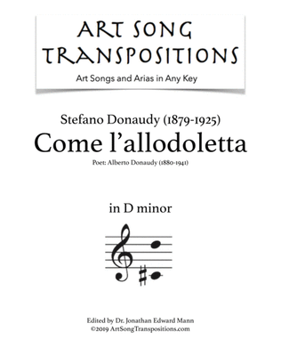 DONAUDY: Come l'allodoletta (transposed to D minor)