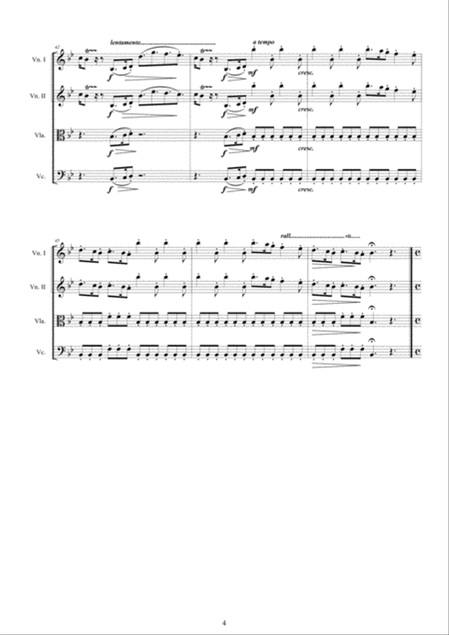 Vivaldi - Concerto 'Conca' in B flat major RV 163 for String Quartet String Quartet scores gallery preview page 4