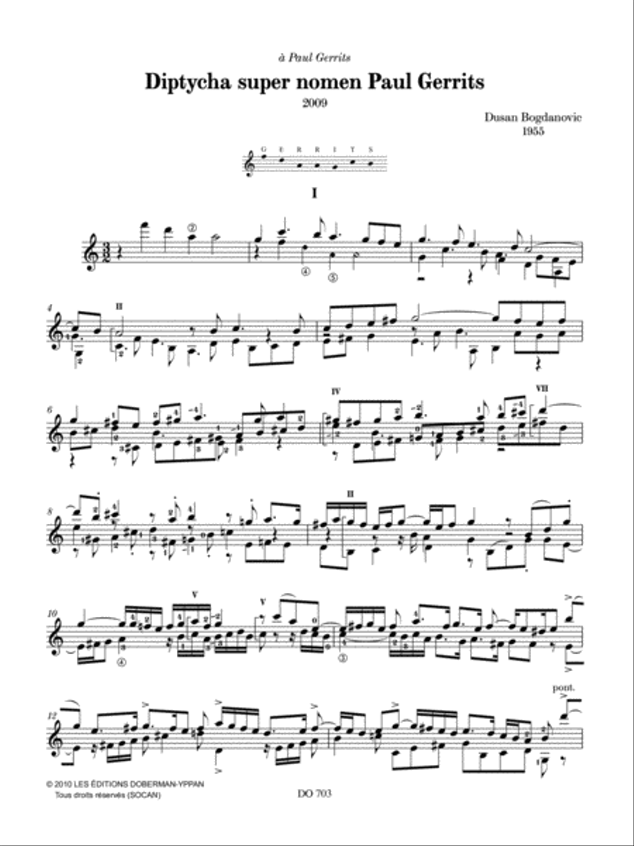 Diptycha super nomen Paul Gerrits Classical Guitar scores gallery preview page 2