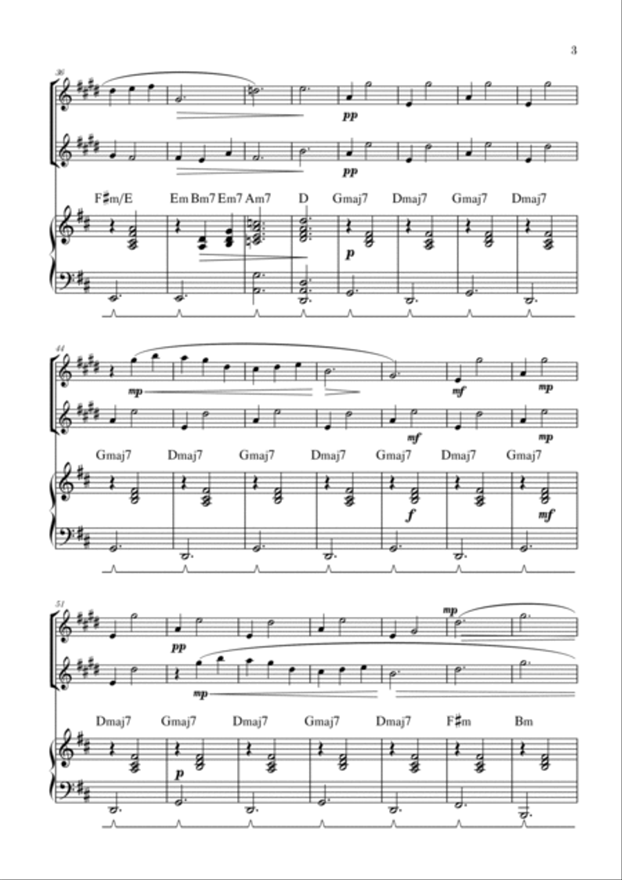 Gymnopédie no 1 | Clarinet in Bb Duet | Original Key | Chords | Piano accompaniment |Easy intermedia Clarinet Duet scores gallery preview page 3
