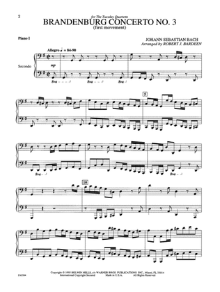 Book cover for Brandenburg Concerto No. 3 (First Movement) - Piano Quartet (2 Pianos, 8 Hands)