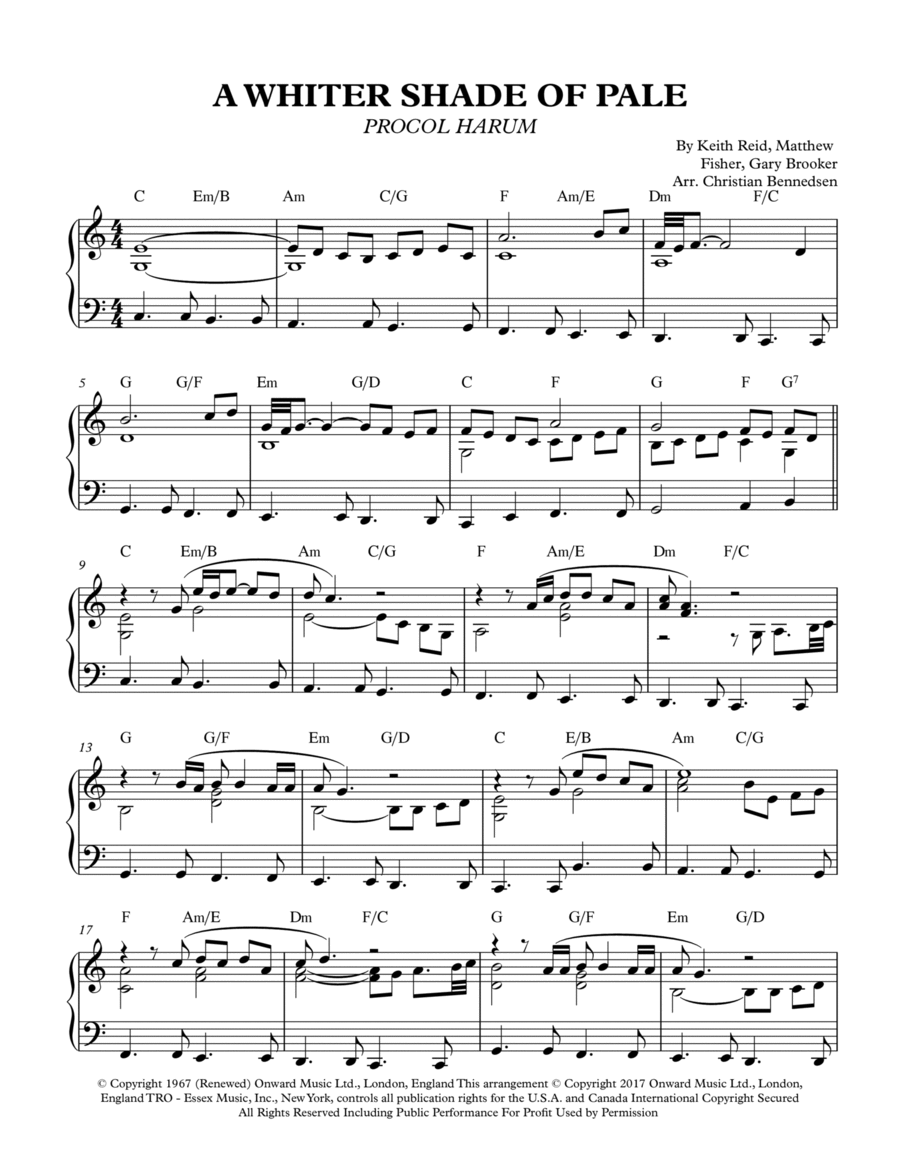 A Whiter Shade Of Pale Piano Solo scores gallery preview page 1