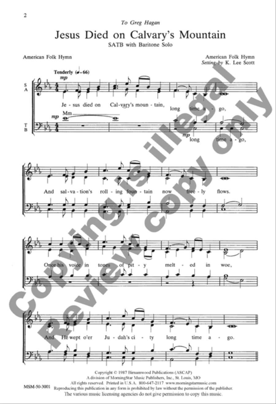 Jesus Died on Calvary's Mountain 4-Part scores gallery preview page 5