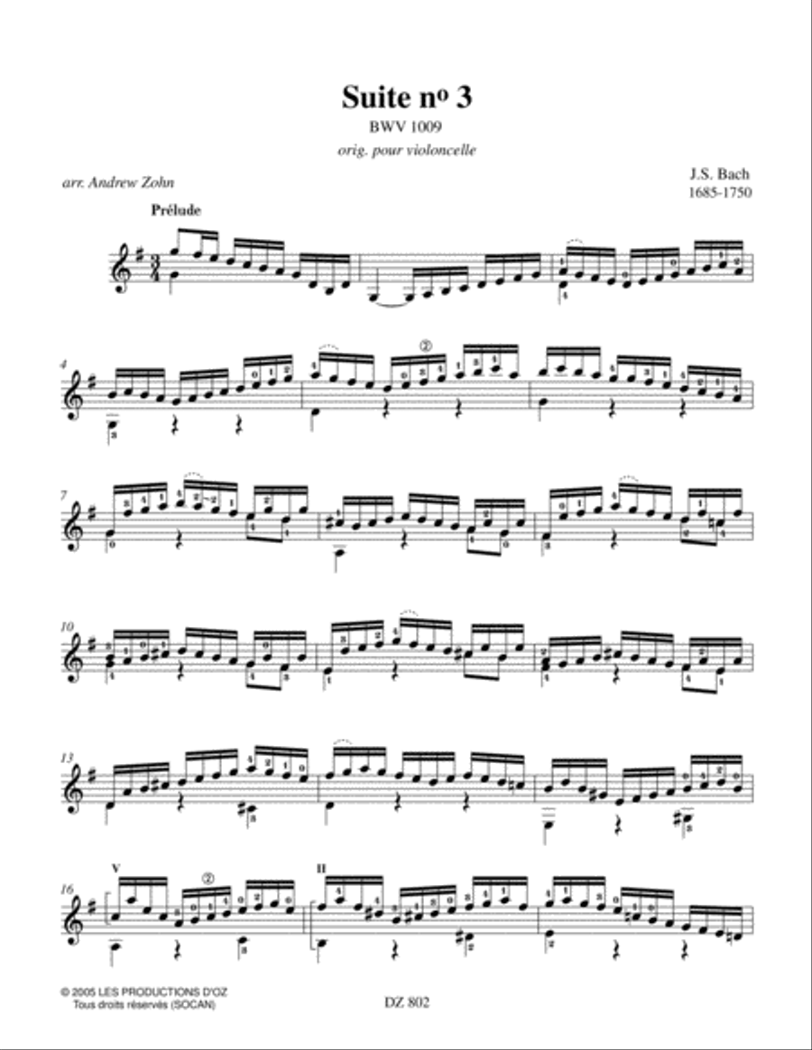 Suite no 3, BWV 1009 Classical Guitar scores gallery preview page 2