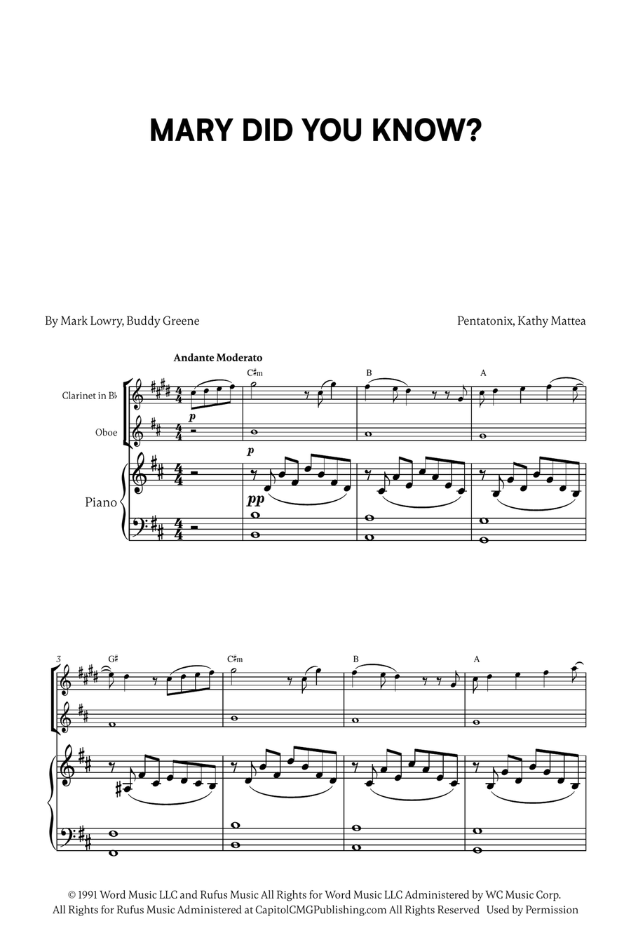 Mary, Did You Know? Woodwind Duet scores gallery preview page 1