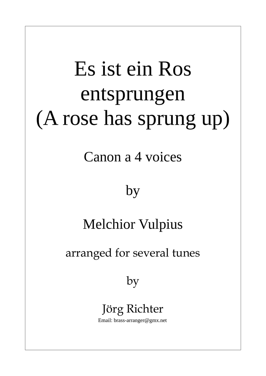 Es ist ein Ros entsprungen (A rose has sprung up) Canon Es ist ein Ros entsprungen (A rose has sprung up) Canon Large Ensemble scores gallery preview page 1