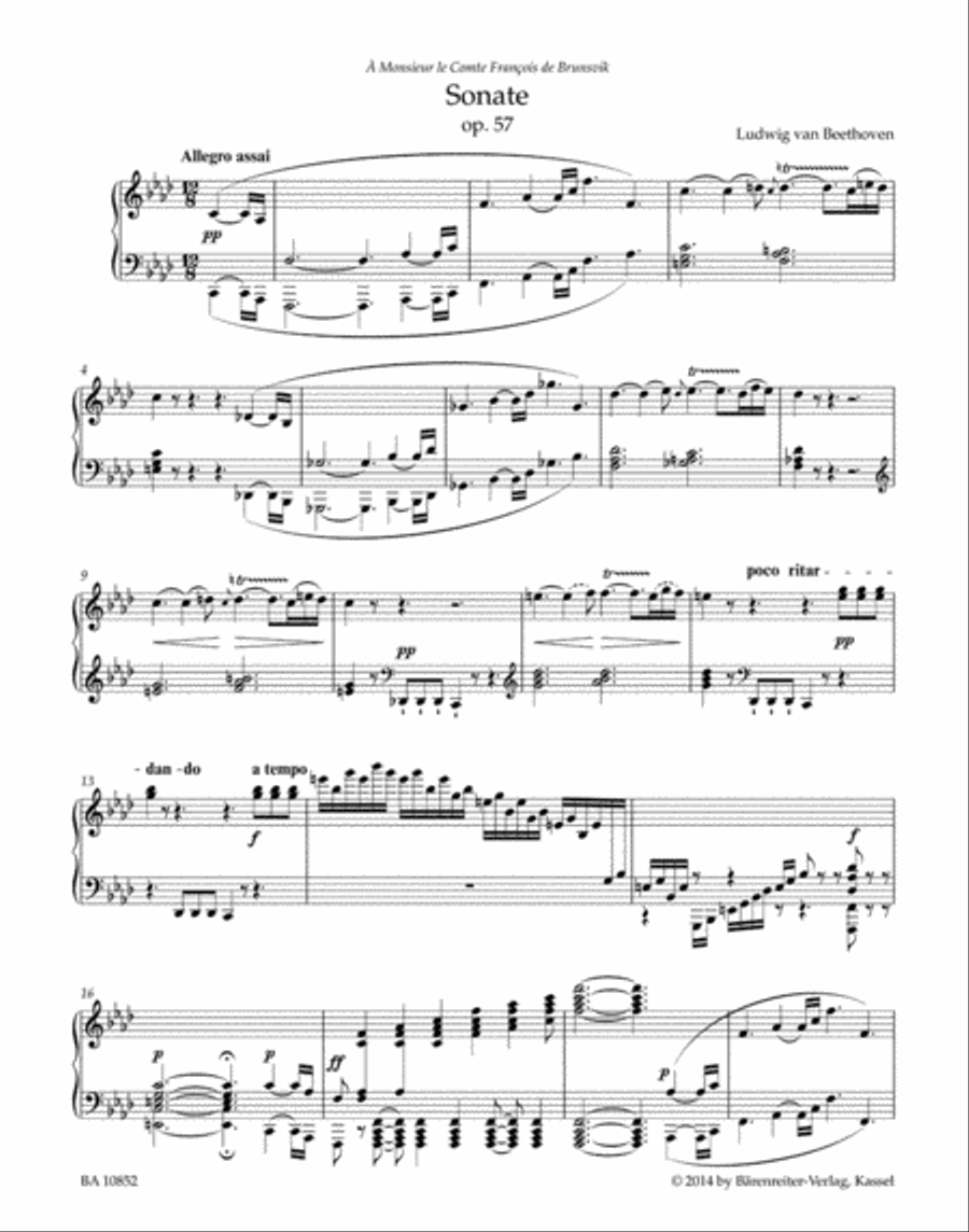 Sonata for Pianoforte F minor op. 57 