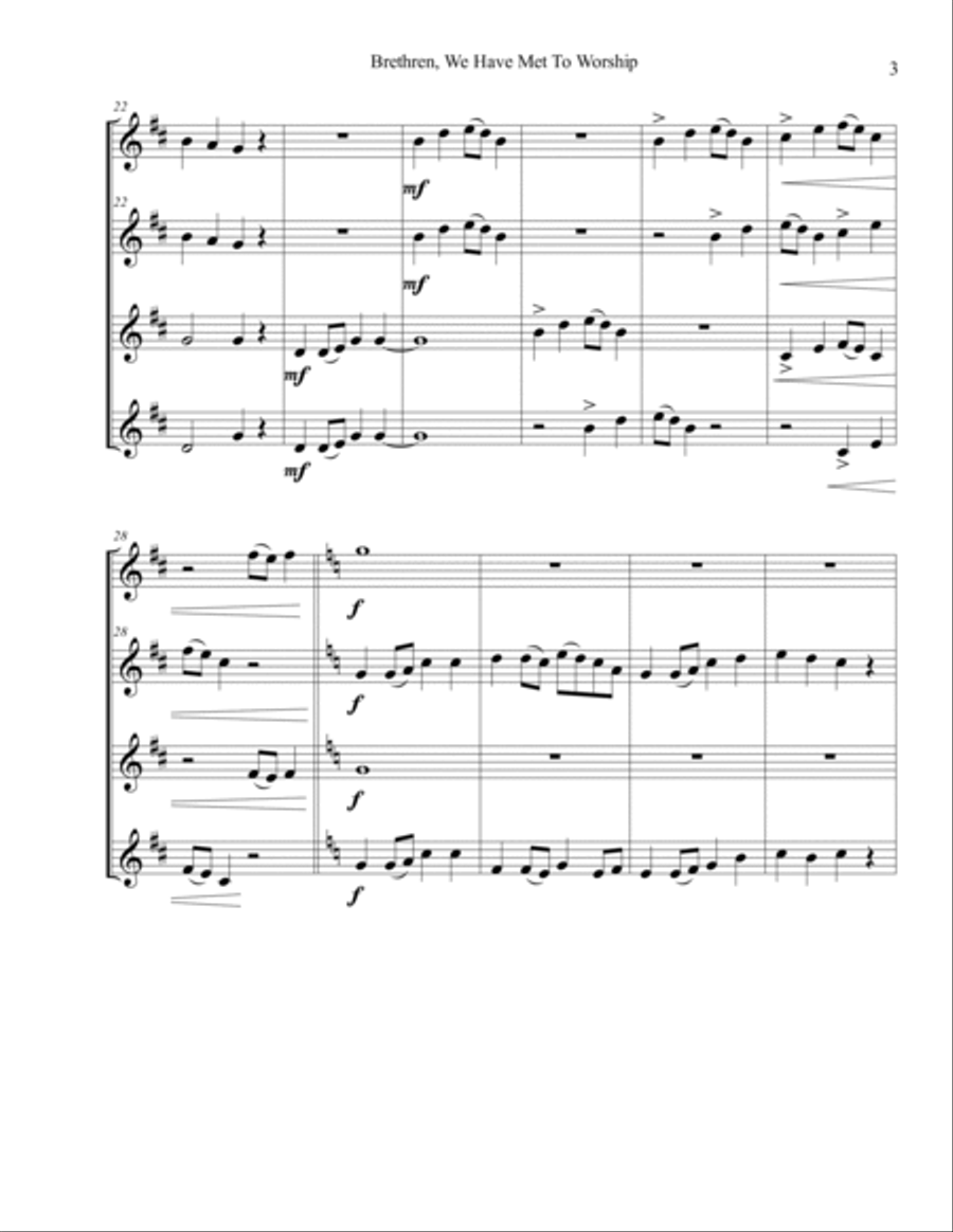 Brethren, We Have Met To Worship Brass Ensemble scores gallery preview page 3