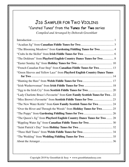 Jig Sampler for Two Violins