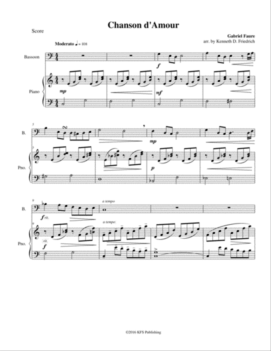 Chanson d'Amour Bassoon scores gallery preview page 1