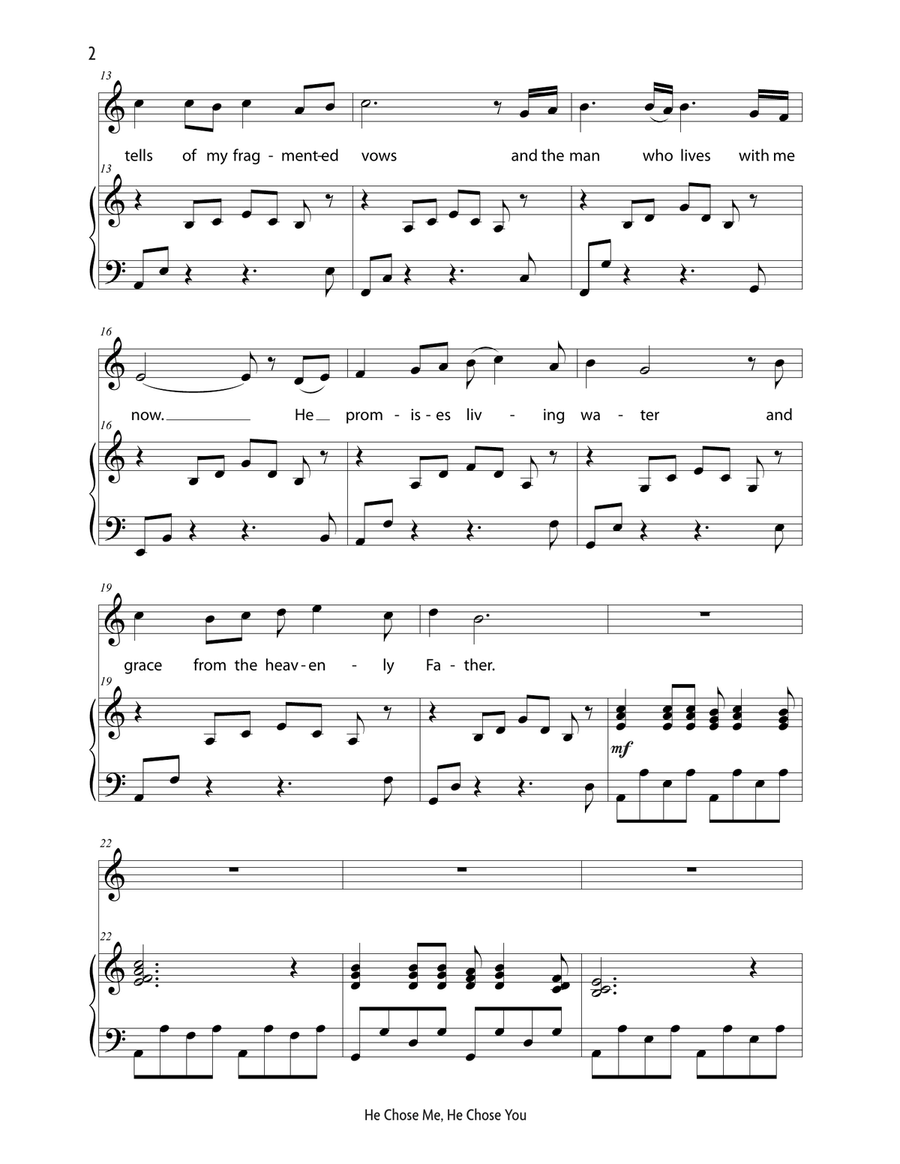 He Chose Me, He Chose You (High Voice) High Voice scores gallery preview page 3
