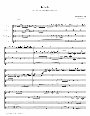 Prelude 14 from Well-Tempered Clavier, Book 2 (Saxophone Quartet)