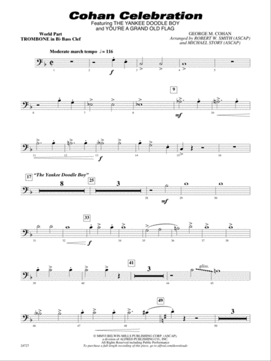 Cohan Celebration: (World Part) Bb Trombone B.C. Concert Band scores gallery preview page 1
