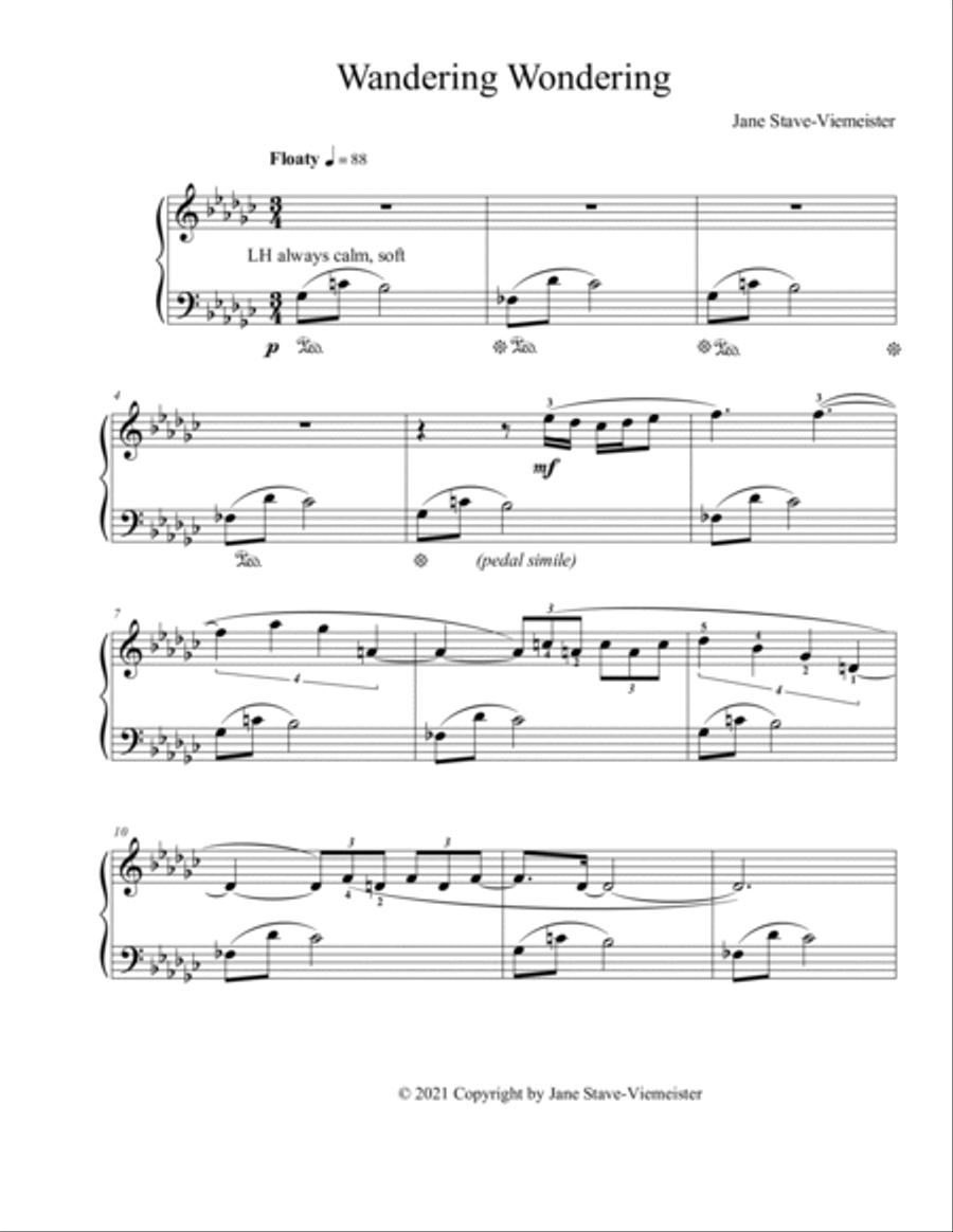 Wandering Wondering Piano Solo scores gallery preview page 2