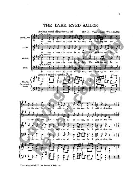 Five English Folk-Songs: 1. The Dark Eyed Sailor