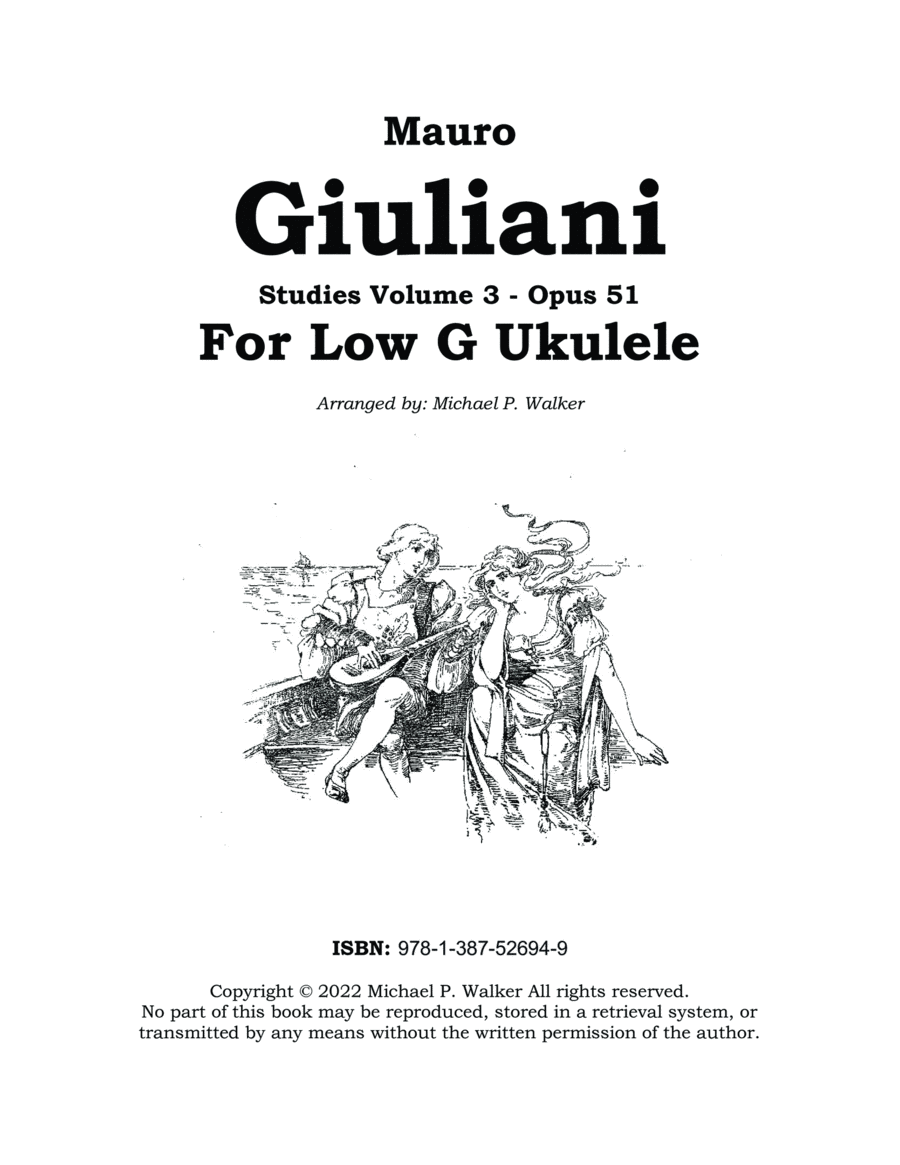 Mauro Giuliani: Studies Volume 3 - Opus 51 For Low G Ukulele