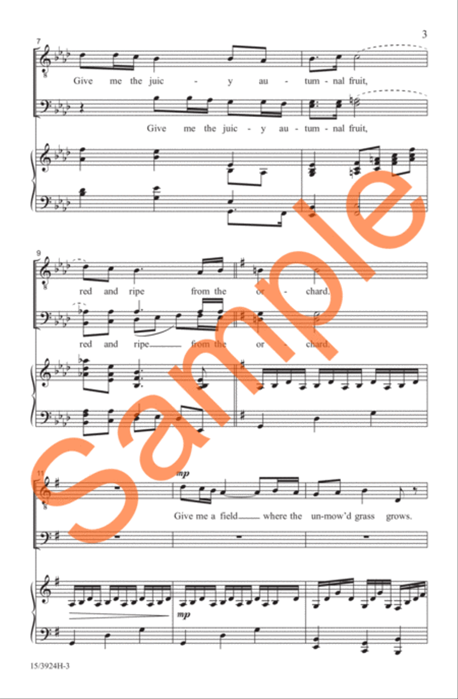 Give Me the Splendid Silent Sun TTB scores gallery preview page 4