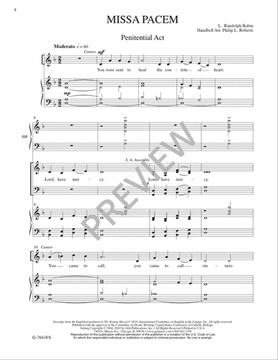 Missa Pacem (Full Score) Missa Pacem (Full Score) 4-Part scores gallery preview page 5