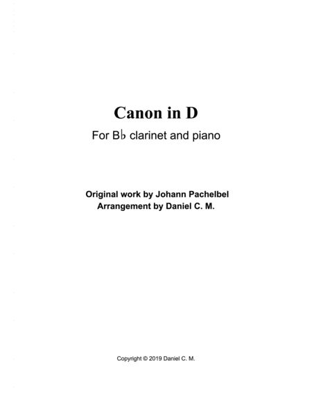 Canon in D for B flat clarinet and piano image number null