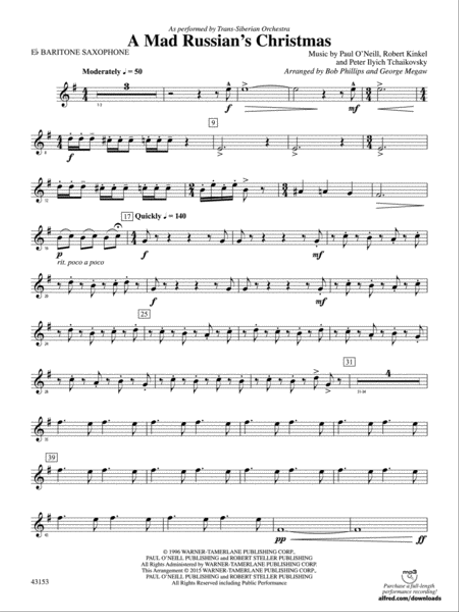 A Mad Russian's Christmas: E-flat Baritone Saxophone Concert Band scores gallery preview page 1