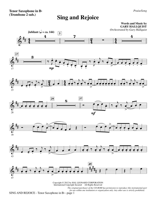 Sing and Rejoice - Tenor Sax (sub. Tbn 2)