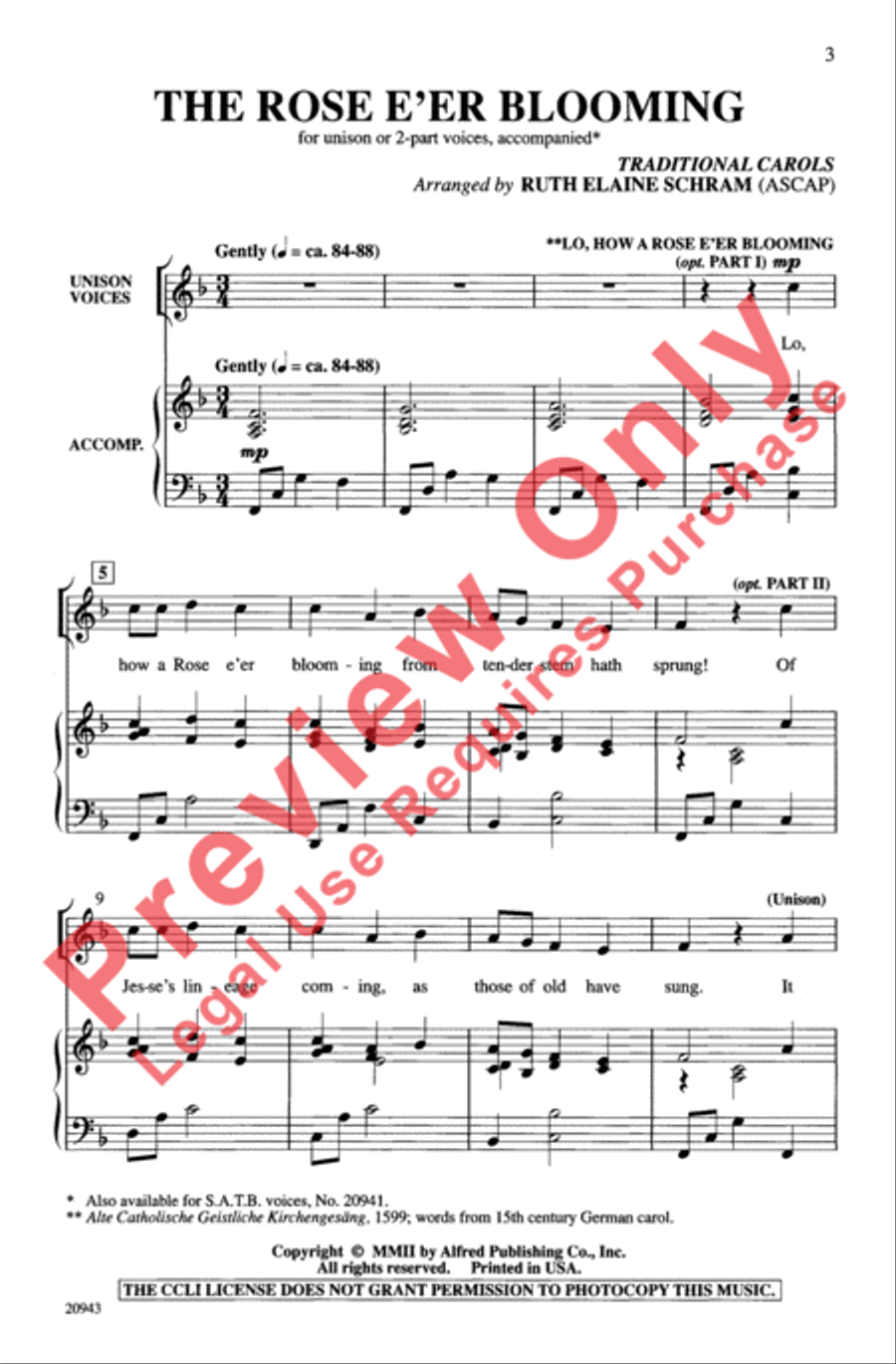 The Rose E'er Blooming The Rose E'er Blooming Unison Choir scores gallery preview page 3