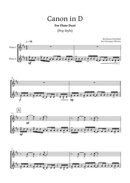 Canon in D (Pop Style) - For Flute Duet image number null