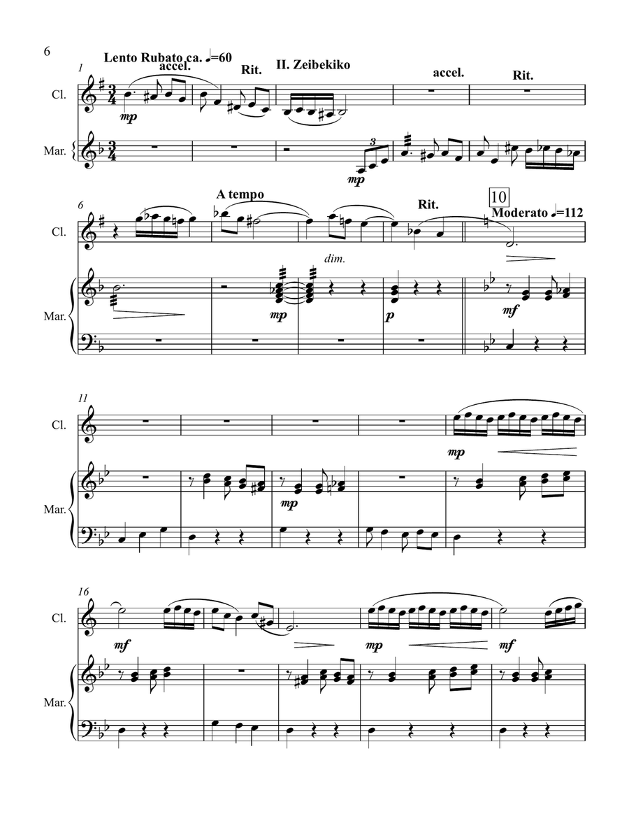 Three Greek Dances for Clarinet and Marimba Clarinet scores gallery preview page 6