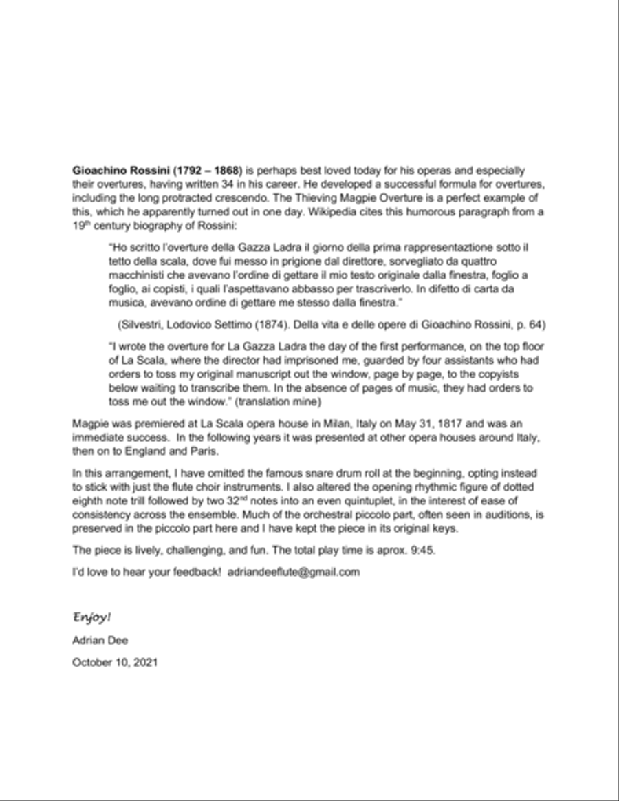 The Thieving Magpie Overture (arr Flute Choir) Flute Choir scores gallery preview page 2