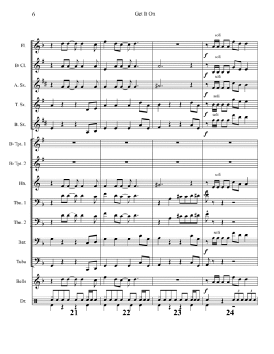Get It On (In The Morning) Marching Band scores gallery preview page 6