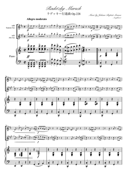 "Radetzky Marsch" (Cdur) Piano trio / soprano Sax & altoSax image number null