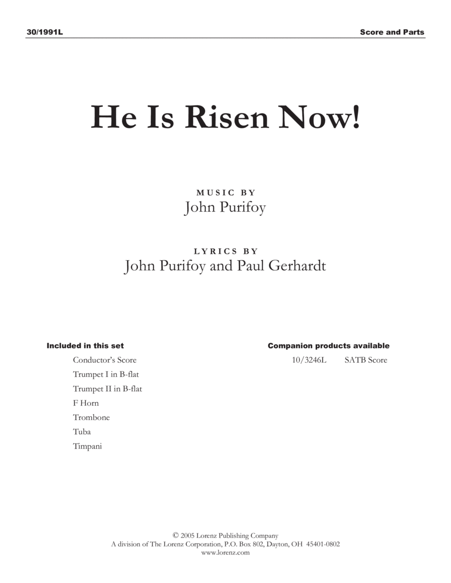He Is Risen Now! - Brass and Timpani Score and Parts Horn scores gallery preview page 1
