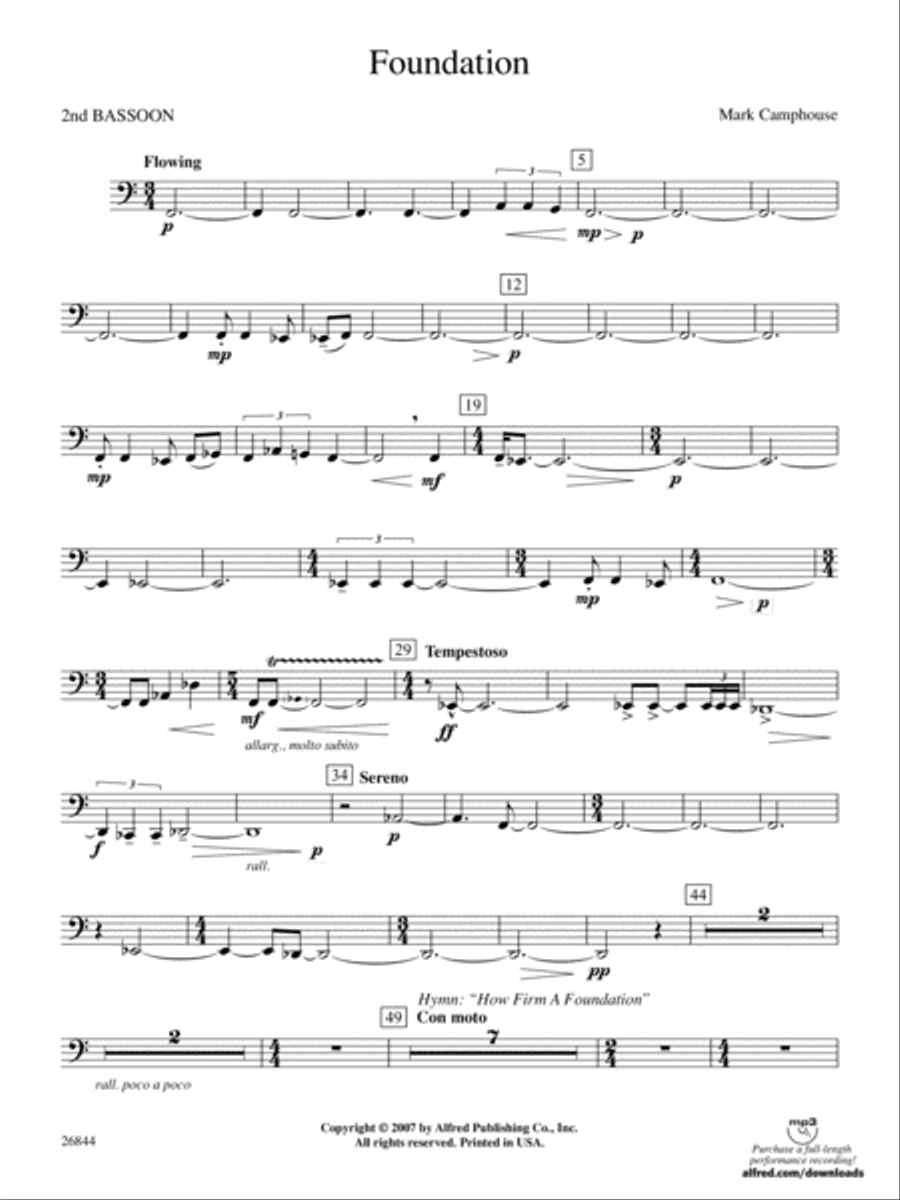 Foundation: 2nd Bassoon Foundation: 2nd Bassoon Concert Band scores gallery preview page 1
