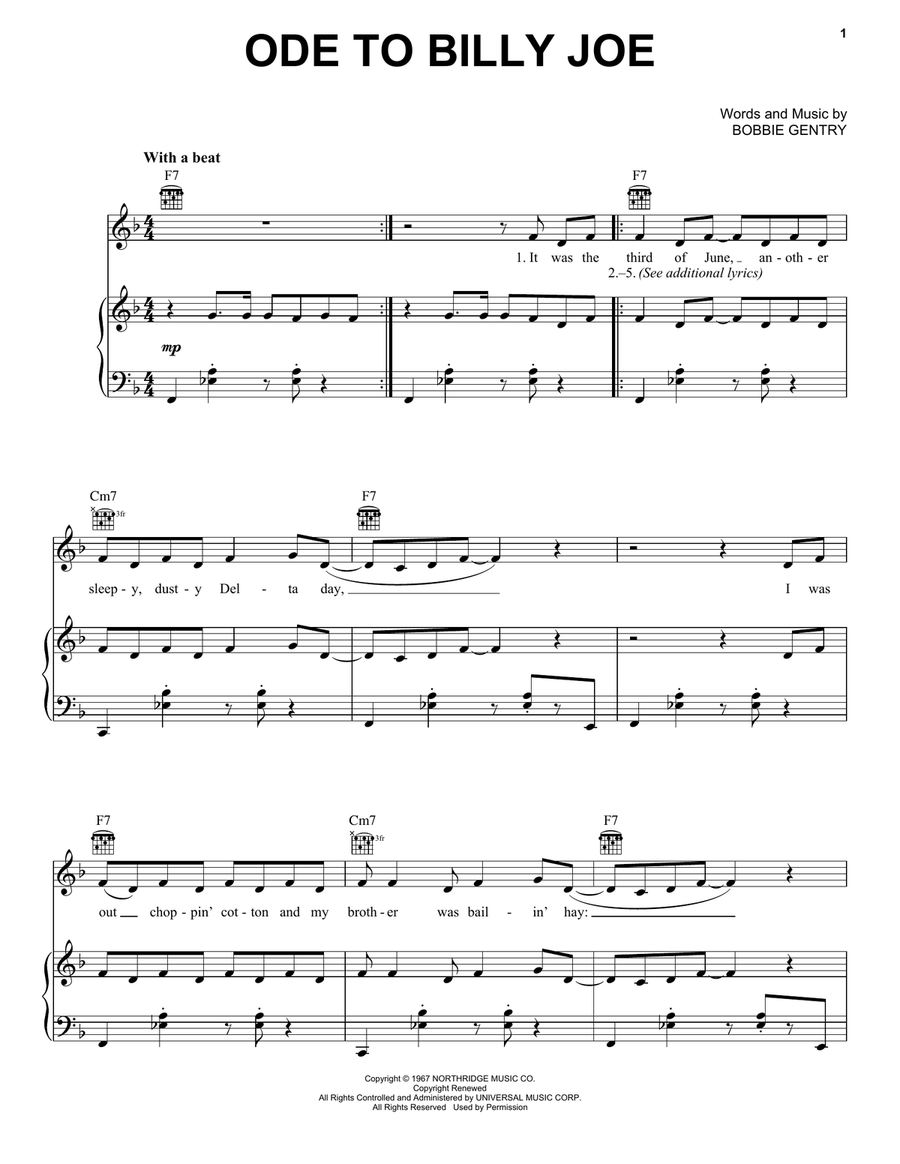 Ode To Billy Joe Acoustic Guitar scores gallery preview page 1