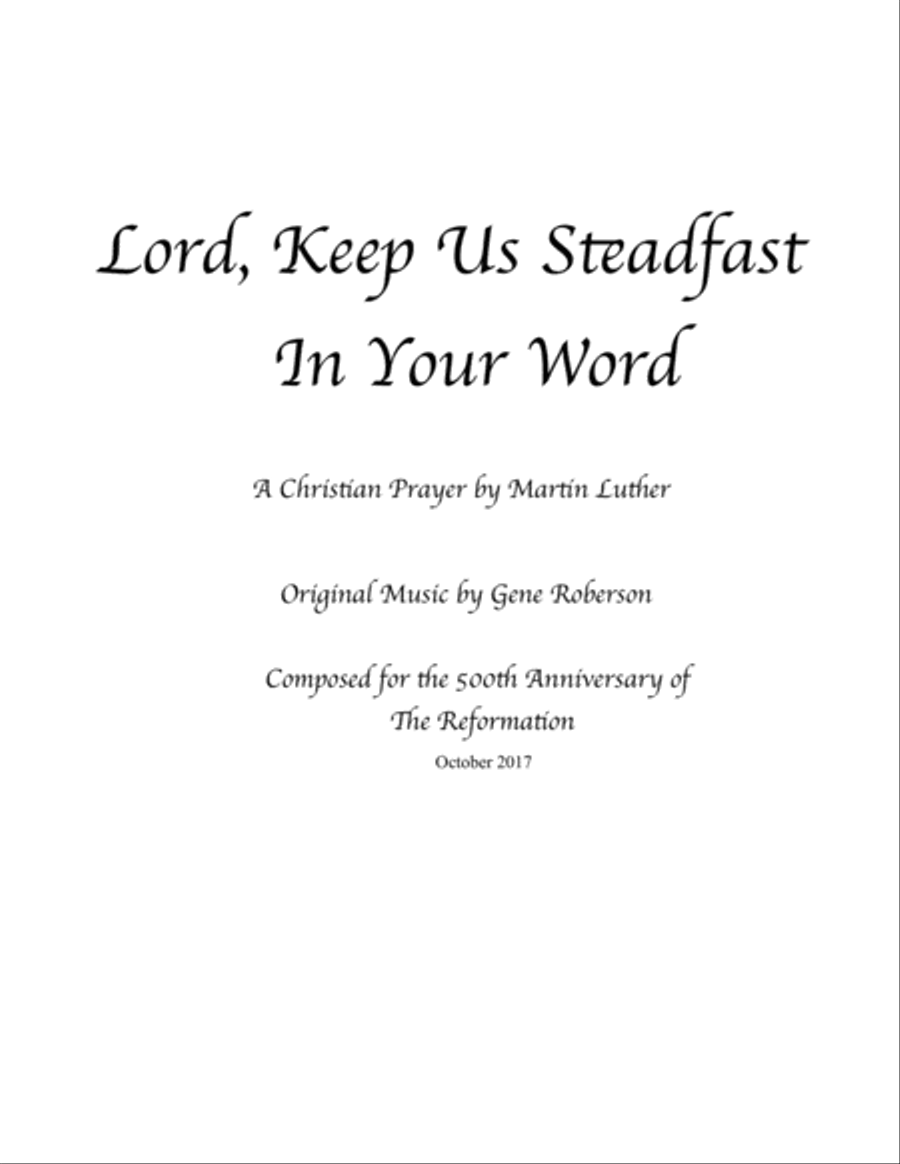 Lord, Keep Us Steadfast in Your Word Unison Choir scores gallery preview page 1