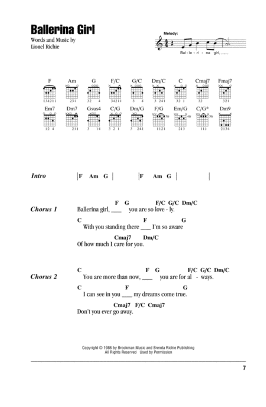 Ballerina Girl Ballerina Girl Acoustic Guitar scores gallery preview page 1
