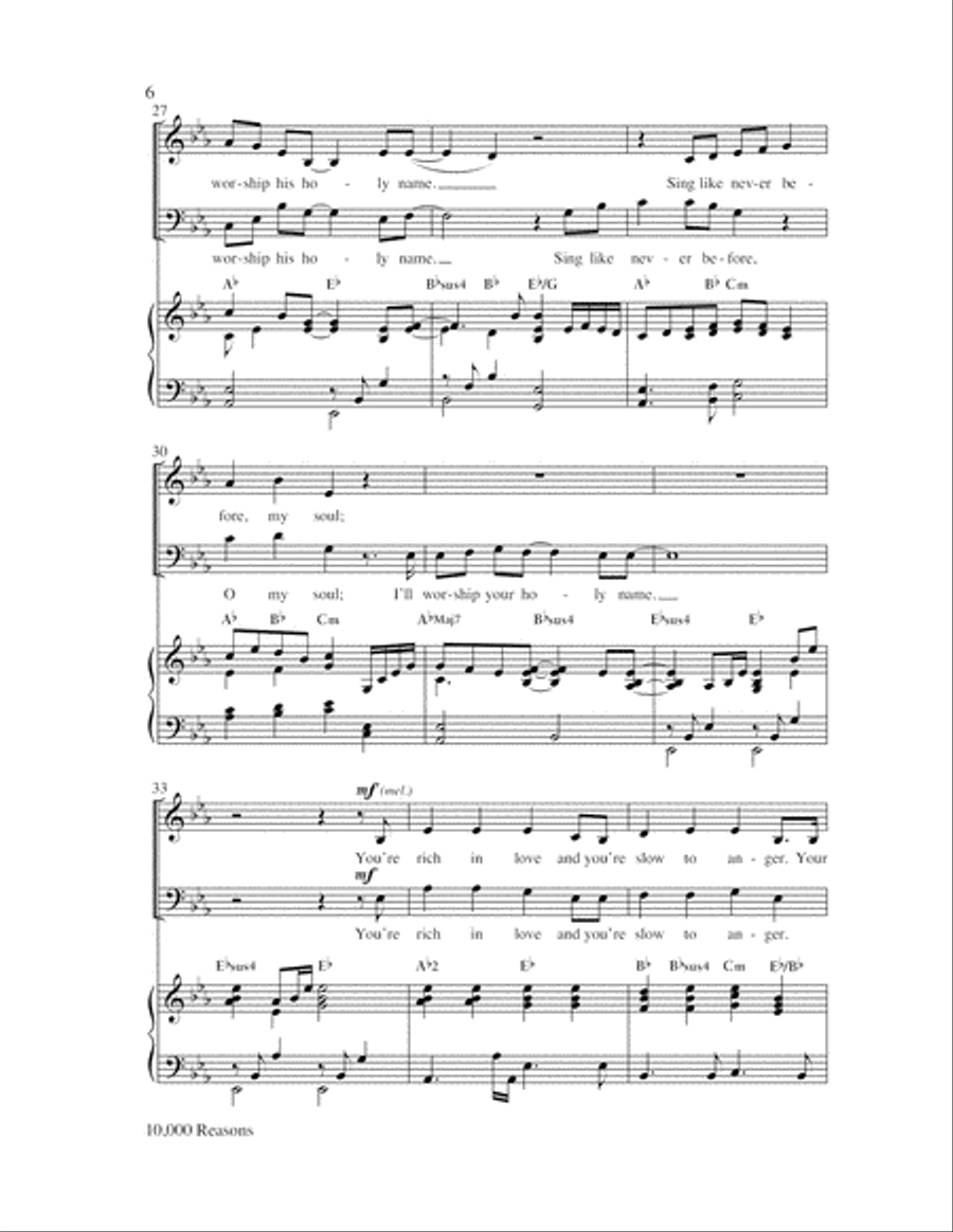 10,000 Reasons (Bless the Lord) 4-Part scores gallery preview page 6