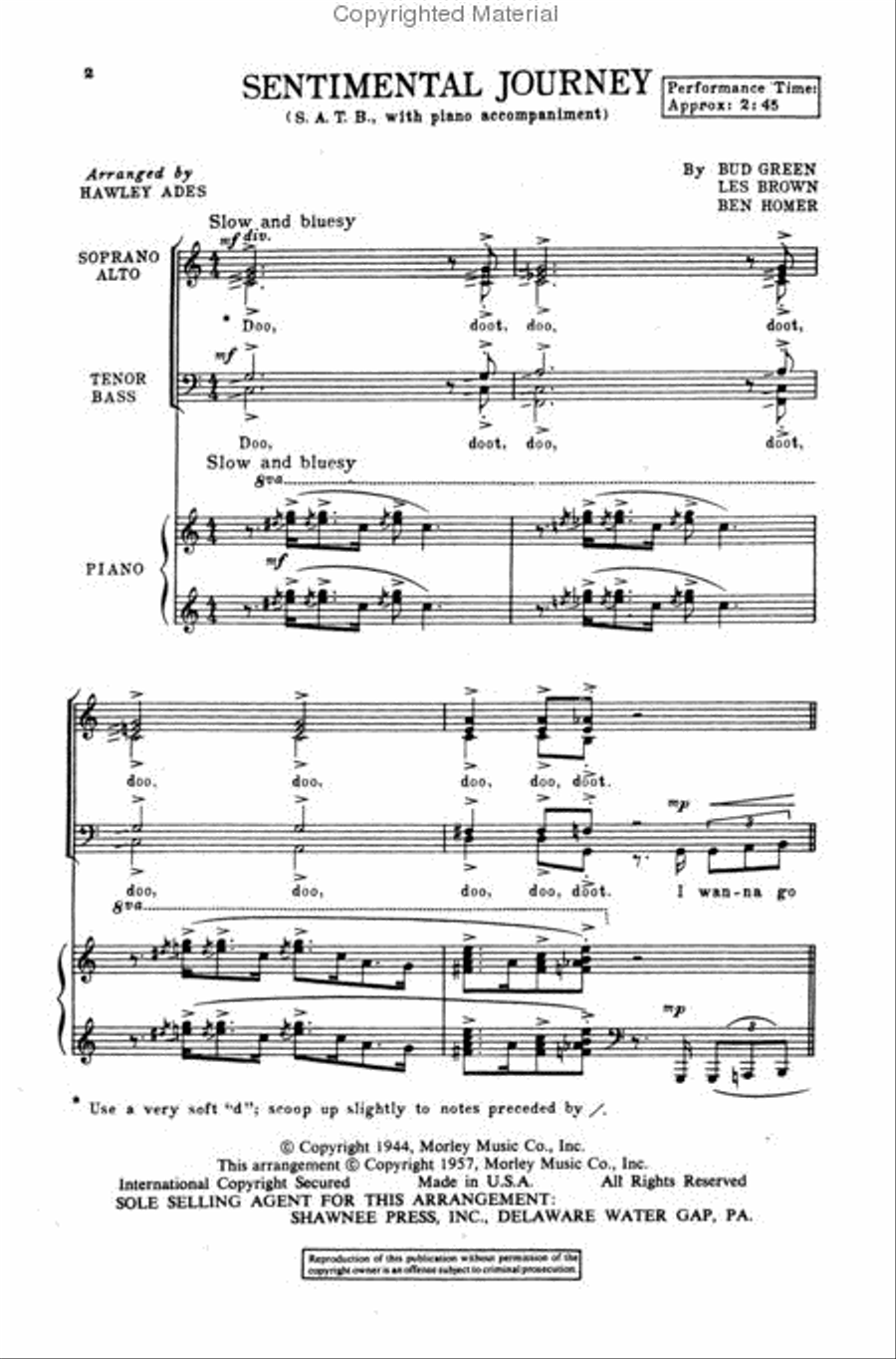 Sentimental Journey 4-Part scores gallery preview page 2