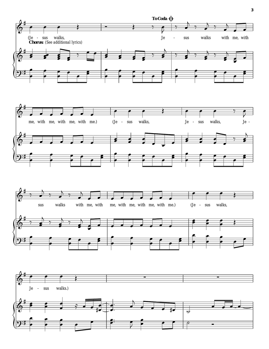 Jesus Walks Piano, Vocal, Guitar scores gallery preview page 3