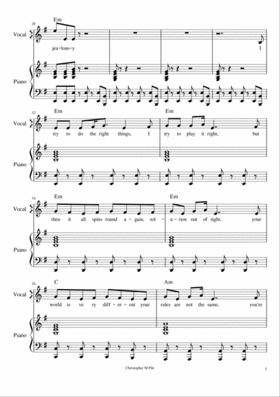 Jealousy Piano, Vocal, Guitar scores gallery preview page 5